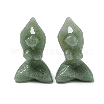 Figurine della dea dello yoga curativa intagliate in avventurina verde naturale DJEW-D012-06E-1