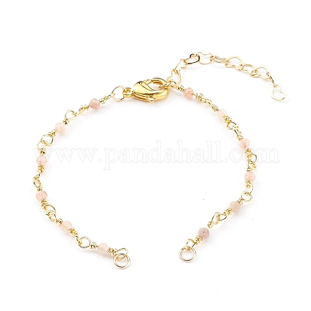 Natürlicher Sonnenstein handgefertigte Perlenketten Armbandherstellung AJEW-JB00907-05-1
