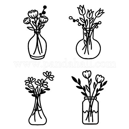 Nbeads 4 pz vaso di fiori in legno decorazione artistica da parete HJEW-WH0049-012-1