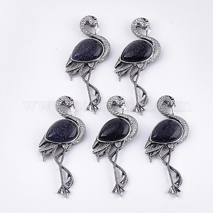 Synthetic Blue Goldstone Brooches/Pendants G-S353-06C-1