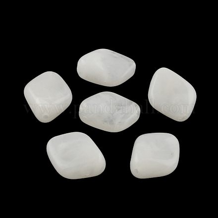 菱形天然石風アクリルビーズ  ホワイト  20~21x16x8.5mm  穴：2mm  約310個/500g OACR-R041-21-1
