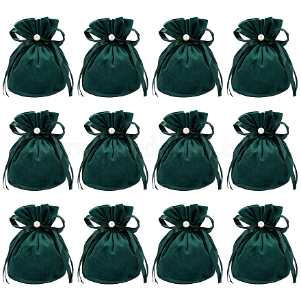 Nbeads sacs à bijoux en velours avec cordon de serrage et perles d'imitation en plastique TP-NB0001-20B-1