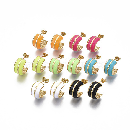 Brass Stud Earrings EJEW-R144-008-NF-1