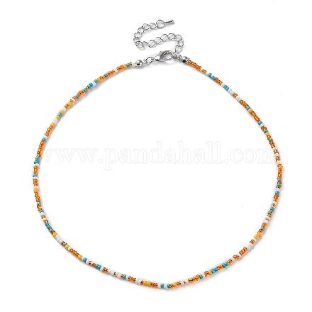 Verre collier de perles NJEW-Z029-05G-1