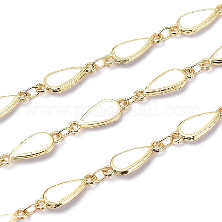 Handmade Alloy Enamel Teardrop Link Chains ENAM-F138-07E-RS-1