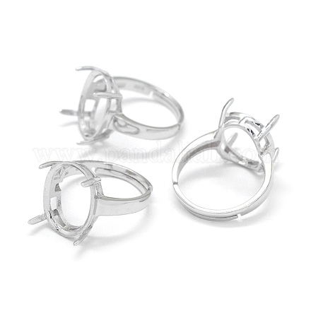 Componenti regolabili per anello da dito in argento sterling placcato rodio STER-E061-24B-P-1