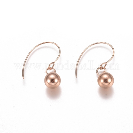 Boucles d'oreilles pendantes en acier inoxydable avec placage ionique (ip) ball 304 EJEW-L215-53A-RG-1