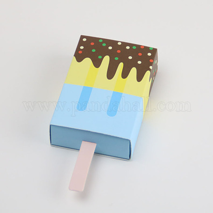 厚紙紙箱  アイスクリーム  空色  10.5x6.8x2.2cm CON-WH0035-01B-1
