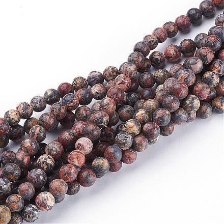 Perles de jaspe peau de léopard rouge naturel brins GSR6mmC066-1