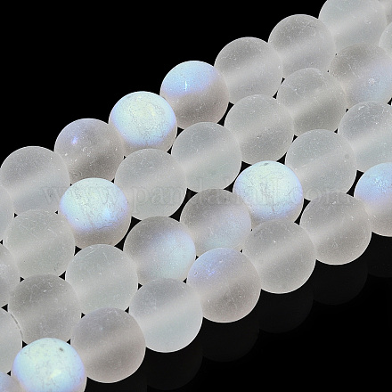 Brins de perles de verre dépoli transparent GLAA-T032-T8mm-MBB13-1