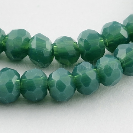 Sea Green Faceted Rondelle Imitation Jade Glass Beads Strands X-GLAA-R136-3mm-19-1