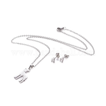 304 Stainless Steel Puppy Jewelry Sets SJEW-F208-02P-1