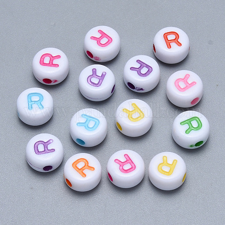 Perles de lettre de trou horizontal acryliques artisanales SACR-S201-11R-1
