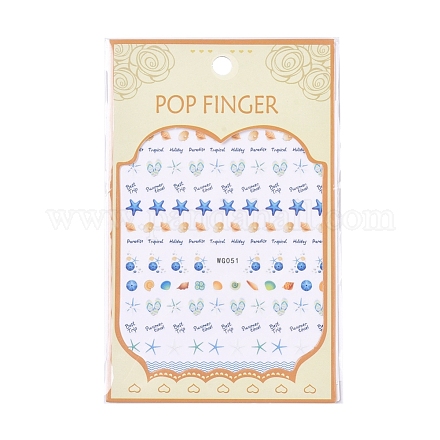 Самоклеящиеся наклейки для дизайна ногтей с ракушками и морскими звездами/морскими звездами AJEW-WH0109-82-01-1