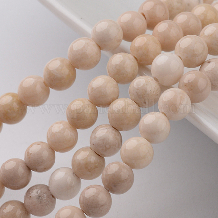 Chapelets de perles en fossiles naturelles teintées G-E328-4mm-01-1