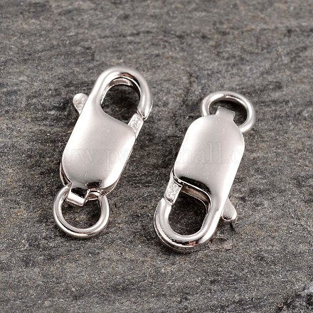 925 fermagli a moschettone in argento sterling placcato platino STER-K014-H154-14mm-P-1