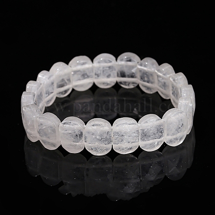 Bracelets extensibles en perles ovales en cristal de quartz naturel pour hommes et femmes PW-WG50701-01-1