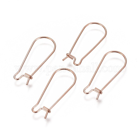 Ion Plating(IP) 304 Stainless Steel Hoop Earrings Findings Kidney Ear Wires STAS-L216-22B-RG-1