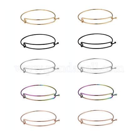 10 pièces 5 placage ionique réglable en couleurs (ip) 304 fabrication de bracelets extensibles en acier inoxydable BJEW-LS0001-01-1