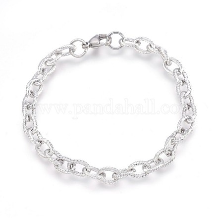 304 Stainless Steel Cable Chain Bracelets BJEW-P237-20P-1