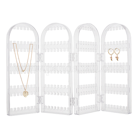 Plastic Earring Display Folding Screen Stands with 4 Folding Panels EDIS-WH0029-84B-1