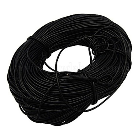 Черный натуральной кожи шнур для DIY Craft ювелирных изделий X-WL-A003-18-1