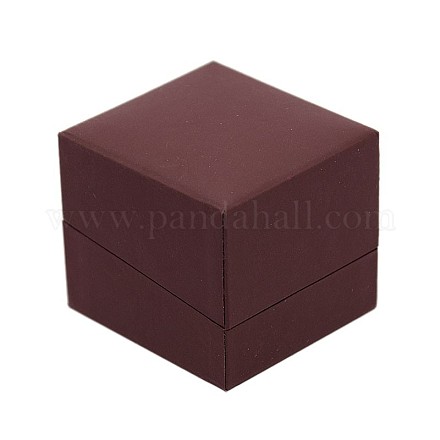 Cuadrados anillo de cuero cajas de regalo con terciopelo negro LBOX-D009-07A-1