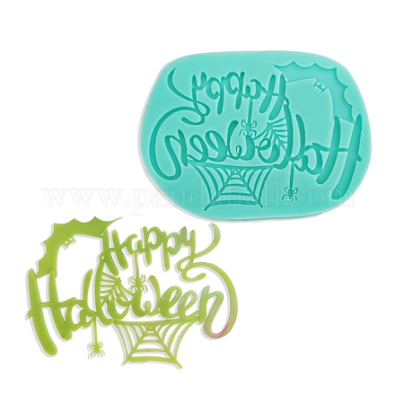 Diy wort happy halloween lebensmittelqualität silikonformen DIY-G057-A13-1