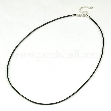 Fabricación de collares de cordón de algodón encerado en tono negro. X-NJEW-A279-1.5mm-01-1