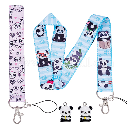 ARRICRAFT Panda Pattern Polyester Mobile Straps HJEW-AR0001-04-1