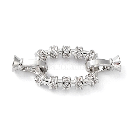 Rack Plating Brass Pave Clear Cubic Zirconia Fold Over Clasps KK-M265-07P-1
