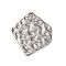 304 Stainless Steel Pendants, Textured, Polygon Charm, Antique Silver, 32x27x1~2mm, Hole: 1.8mm