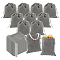 30Pcs Rectangle Velvet Drawstring Pouches, Candy Gift Bags Christmas Party Wedding Favors Bags, Gray, 12x10cm
