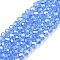 Electroplate Glass Beads Strands, Pearl Luster Plated, Faceted, Rondelle, Royal Blue, 3.5~3.8x3mm, Hole: 0.4mm, about 105~110pcs/strand, 29~31cm