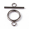 304 Stainless Steel Ring Toggle Clasps, Round Rings, Stainless Steel Color, Ring: 19x14x2mm, Bar: 20x7x2mm, Hole: 3mm