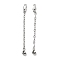 Brass Enamel ABS Imtation Pearl End with Chain, Flat Round, Platinum, Black, 73mm