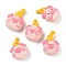 Handmade Polymer Clay Beads, Pig with Hat, Pink, 26~28x18~19.5x14~15.5mm, Hole: 1.7~1.9mm