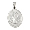 Non-Tarnish 304 Stainless Steel Pendants, Religious Theme Charm, Oval with Saint, Stainless Steel Color, 24x16x2~2.5mm, Hole: 5x3mm