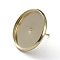 Brass Stud Earring Settings, Cadmium Free & Lead Free, Long-Lasting Plated, Flat Round, Real 24K Gold Plated, 18mm, Pin: 0.7mm, Tray: 16mm