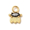 Ion Plating(IP) 304 Stainless Steel with Rhinestone Charms, Real 14K Gold Plated, Ghost Charm, Jet, 10x7.5x2mm, Hole: 2.5mm