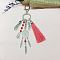 Alloy Feather Keychains, with Tassel, Deep Pink, 17.2x6cm