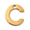 304 Stainless Steel Charms, Letter Charms, Ion Plating(IP), Real 18K Gold Plated, Letter C, 11x10x0.8mm, Hole: 1.2mm