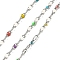 304 Stainless Steel Dapped Chains, with Enamel, Soldered, with Spool, Real 18K Gold Plated, Mixed Color, 2mm
