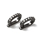 Brass Micro Pave Cubic Zirconia Fold Over Clasps, Lead Free & Cadmium Free, Long-Lasting Plated, Gunmetal, 8.5x7x2mm