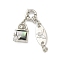 Brass Micro Pave Clear Cubic Zirconia Spring Ring Clasps, with Natural Paua Shell, Butterfly, Platinum, 45mm