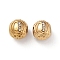 Ion Plating(IP) 304 Stainless Steel Rhinestone European Beads, Round Large Hole Beads, Real 18K Gold Plated, Round with Letter, Letter Q, 11x10mm, Hole: 4mm