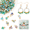 200Pcs Electroplate Glass Charms, with Brass Ball Head Pins, Triangle, Golden, Turquoise, 8x6x4.5mm, Hole: 1.8mm, 200pcs