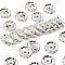 Brass Grade A Rhinestone Beads, Rondelle, Nickel Free, Silver, Silver, Crystal AB, 12x4mm, Hole: 2.5mm