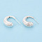 925 Sterling Silver Stud Earring Findings, Textured C Shape, Silver, 17x7mm, Hole: 0.8mm, Pin: 0.7mm