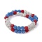 8mm Round Polymer Clay Rhinestone Wrap Bracelets, Independence Day Bracelets for Women, Mixed Color, Inner Diameter: 4-5/8 inch(11.7cm)
